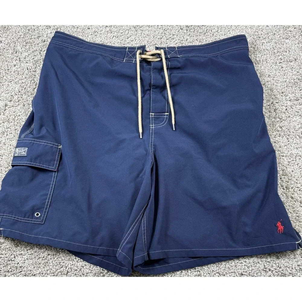 Polo Ralph Lauren Swimwear Cargo Swim Trunks Lined Pony Navy‎ Mens 2XB